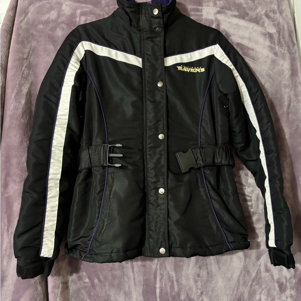 NFL Women's Ravens Ski Jacket Zip & Snap Front Size S  Purple Piping